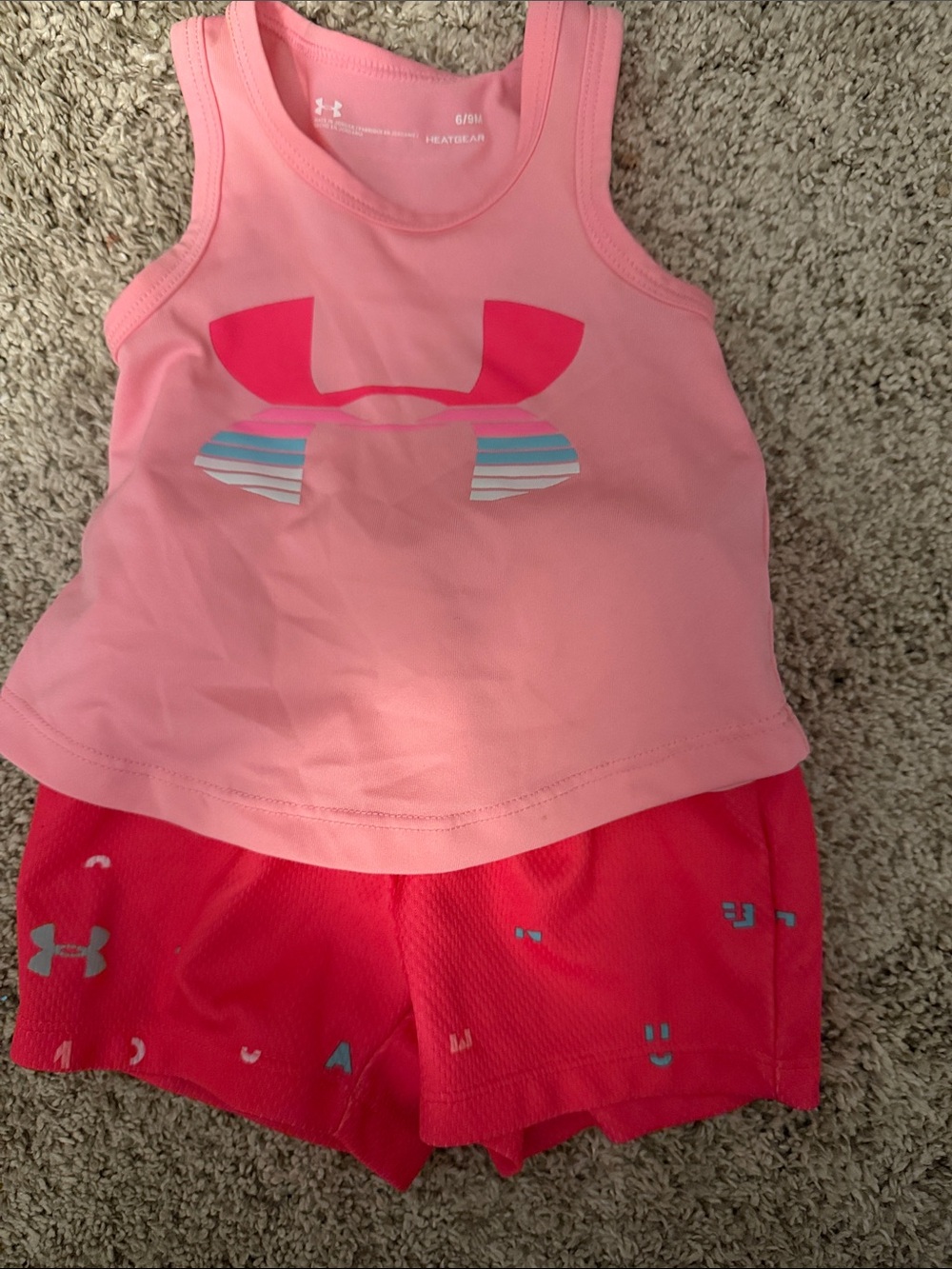Under Armour Pink & Coral Girls Active Tank and Shorts Set